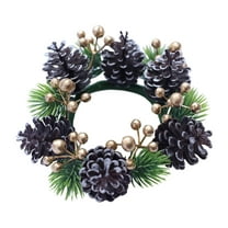 Cheapark Christmas Candle Ring Garland - Pine Cone & Red Berry Design, Perfect Centerpiece for Kitchen Cabinets & Holiday Tables
