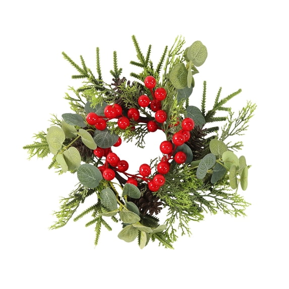 Cheapark Christmas Candle Rings Wreath - Faux Flower Centerpiece, Simulated Greenery Accent for Dining Tables, Weddings & Holiday Parties, Elegant Home Festive Decor