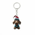 thumbnail image 1 of Cheapark Christmas Dachshund Rhinestone Acrylic Keychain - Fuzzy Decorative Pendant, Cute Accessory for Keys & Backpacks, 1 of 6