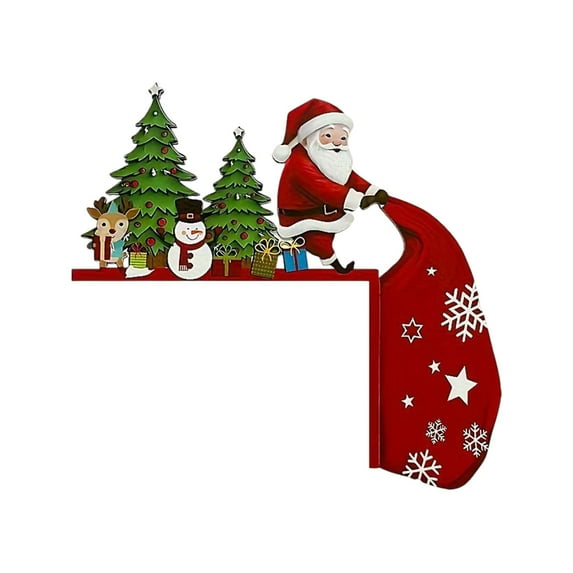 Cheapark Christmas Door Corner Board & Door Frame Ornament - Santa Claus & Snowman Design, Festive Glitter Accents, Indoor/Outdoor Home Decoration Strip for Holiday Cheer