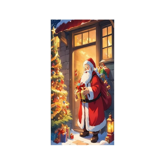 Cheapark Christmas Door Cover Decoration 78.7 X 35.4 Inches - Wrinkle-Resistant Festive Background for Home Entrance, Christmas, New Year & Winter Parties