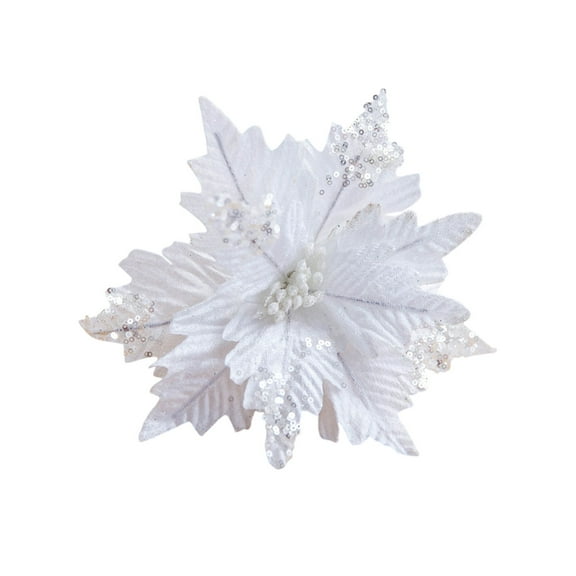 Cheapark Christmas Glitter Magnolia Stems - Flower Decor for Tree & Wreath, Festive Year-Round Ornament for Holiday Gifting