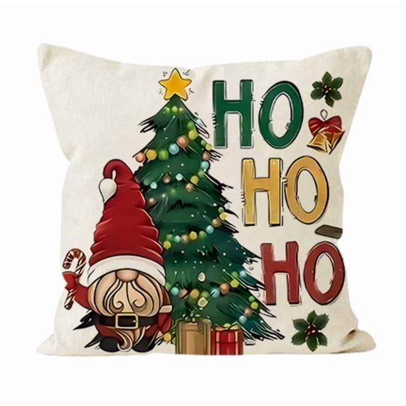 Cheapark Christmas Gnome Linen Pillow Cover - Gnome-Patterned Decor For Sofa & Bedroom, Enhancing Home Christmas Holiday Ambiance
