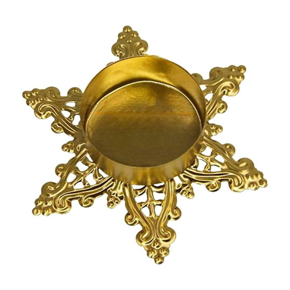 Cheapark Christmas Gold Metal Candlestick - Snowflake Hollow Design Sturdy Elegant Decor - Ideal for Bedroom & Desktop Displays - Festive Holiday Candle Holder