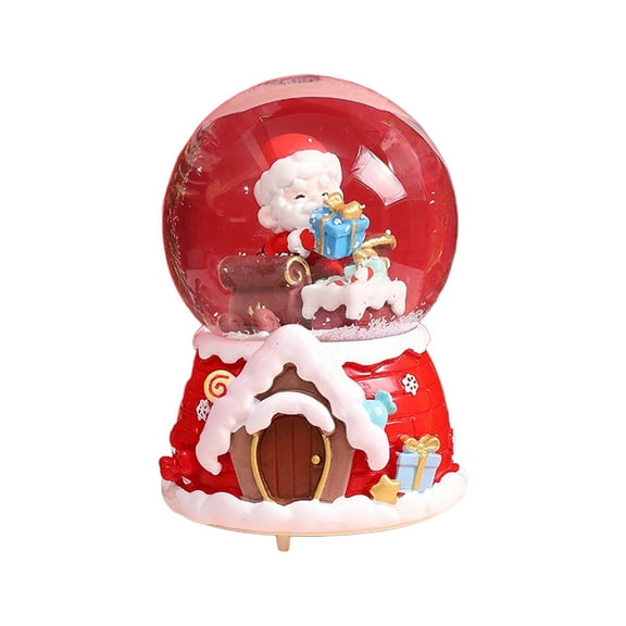 Cheapark Christmas Music Crystal Box with LED Light - Snow Glitter & Melody Feature, Decorative Gift with Stable Base for Home Office Party Holiday Display