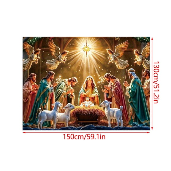 Cheapark Christmas Nativity Star Canopy Banner - Starry Lightweight Fabric Decor for Home Party Backdrop Holiday Christmas Festive Display