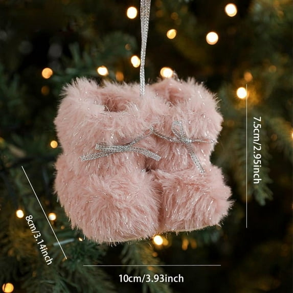 Cheapark Christmas Plush Bow Mini Boots - Tree Ornament Style - Hanging Decor For Christmas Tree & Holiday Home