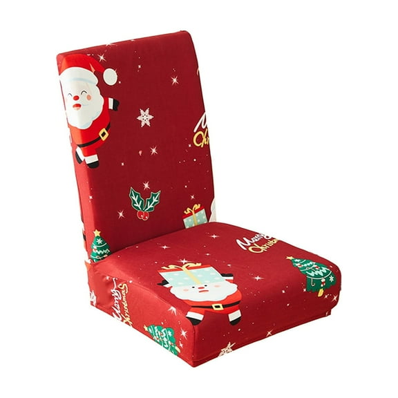 Cheapark Christmas Printed Elastic Chair Covers - Full-Coverage Dirt-Proof Non-Slip Seat Covers, Festive Decor for Dining & Office Chairs