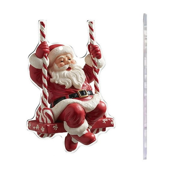 Cheapark Christmas Santa Claus 2D Acrylic Flat Pendant - Sleek Lightweight Design - Tree Hanging, Keychain & Backpack Accessory For Christmas Holiday Home Decor