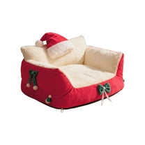 Cheapark Christmas Semi-Enclosed Pet Bed - Warm Fleece-Lined Removable & Washable Dog/Cat Bed for Indoor Home Winter Holiday Festive Pet Comfort
