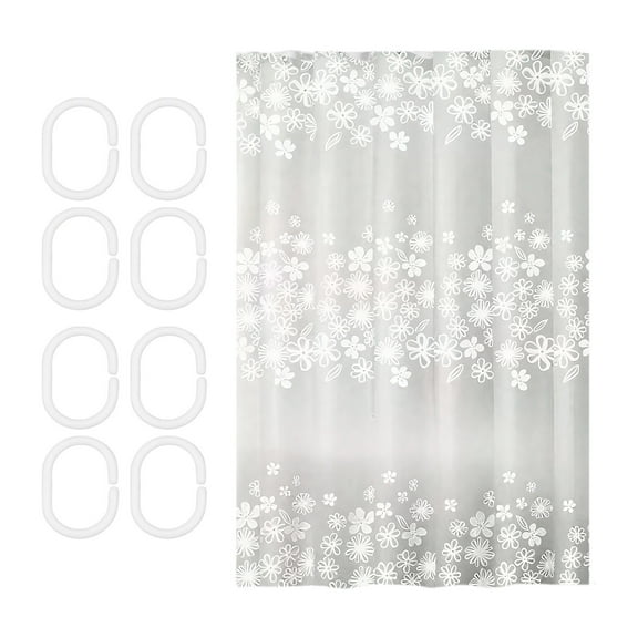 Cheapark Christmas Snowflake Plastic Shower Curtain - 8 Hooks Included Design - Bathroom Door Curtain For Christmas Holiday Festive Decor