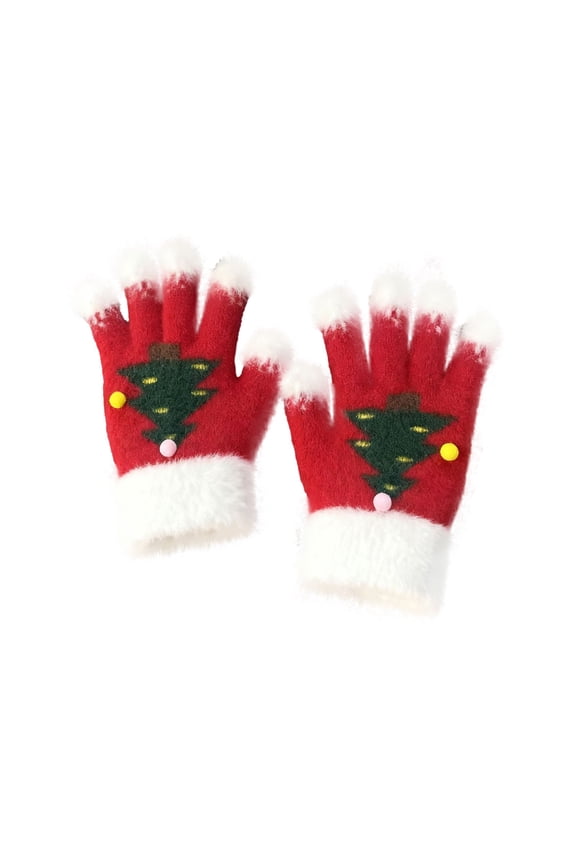 Christmas Snowflake Touchscreen Gloves - Thick Velvet Lined Winter Gloves, Warm Festive Handwear for Cold Weather