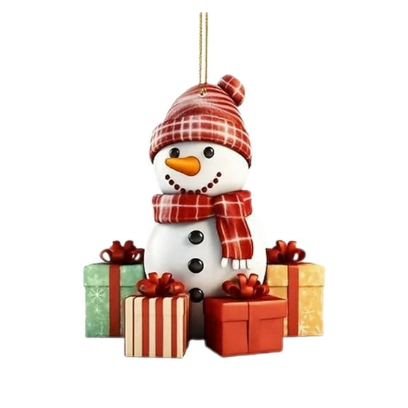 Cheapark Christmas Snowman Hanging Decoration - Flat Acrylic Ornament, Versatile Accent for Christmas Tree, Car Interiors & Holiday Gift Decor