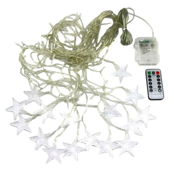 Cheapark Christmas Star Curtain Light Home Party Decoration with 16 Stars 80 Mini LEDs 11.5ft String for Holiday Decor