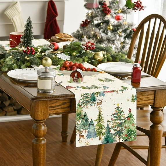Cheapark Christmas Table Runner 72.05 x 12.99 Inch Seasonal Winter Holiday Pattern for Kitchen Dining Indoor Outdoor Party Decoration Gift