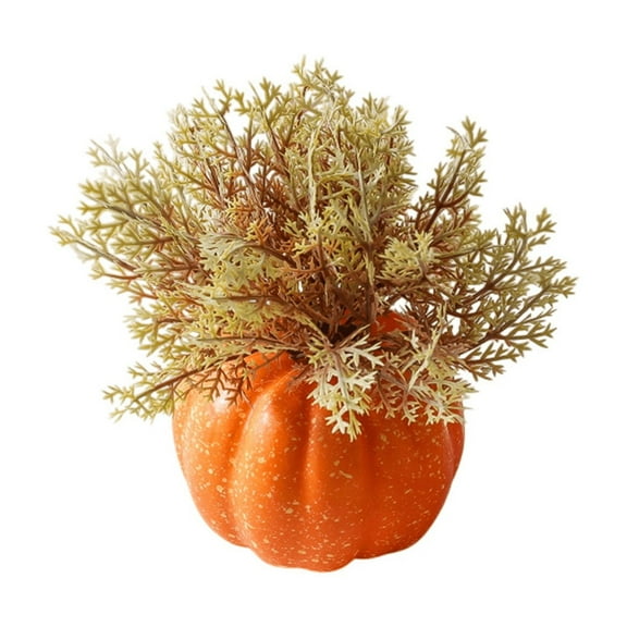 Cheapark Christmas Thanksgiving Foam Pumpkin Decoration - Autumn Grass Accent Design - Table Center, Counter & Window Decor For Harvest Festival