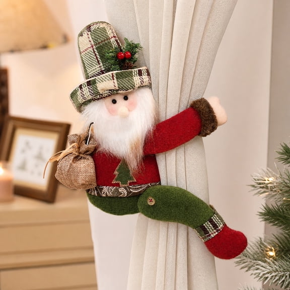 Cheapark Christmas Themed Curtain Tieback Holder Buckle, Festive Curtain Holdback Tie Band Decor, Decorative Holiday Curtain Tie Back for Home Window Curtain Christmas Party Gift