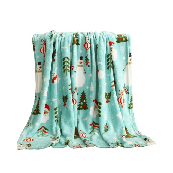 Cheapark Christmas Throw Blanket - Santa Claus & Tree Printed Microfiber Fleece, Soft Lightweight Decor for Couch, Sofa & Bed, Cozy Winter Holiday Accent