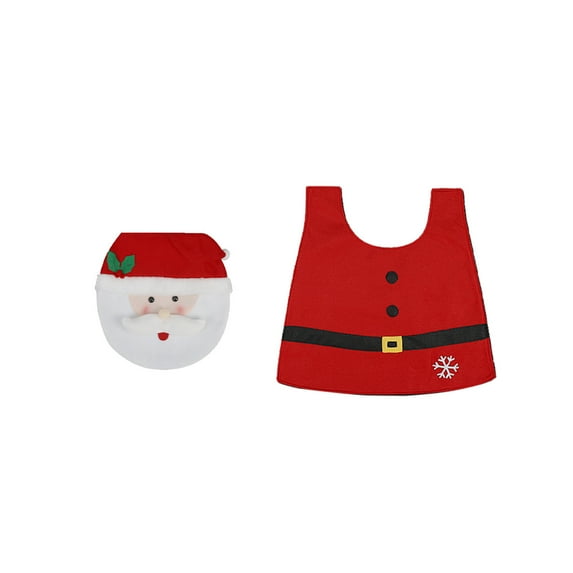 Cheapark Christmas Toilet Protector Set - Santa Snowman Themed 2-Piece Cover & Floor Mat, Non-Slip Restroom Decor, Festive Christmas Bathroom Accessories