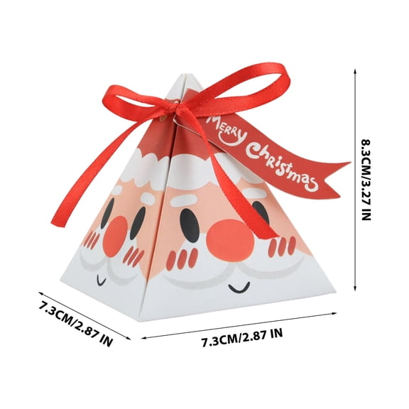 Cheapark Christmas Triangle Candy Gift Box - Santa Claus & Big Face Printed Design, Cute Paper Packaging for Holiday Treats & Gifts
