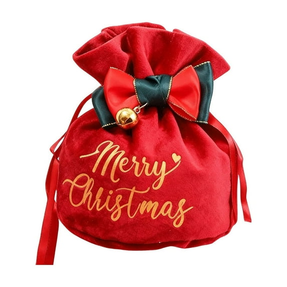 Cheapark Christmas Velvet Drawstring Bags - Soft Premium Fabric, Reusable Durable Packaging, Trendy Festive Pouches for Christmas Eve Gift Storage Home Party Decor