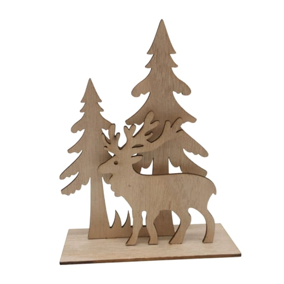 Cheapark Christmas Wooden Deer Ornament - Handcrafted Craft Decor, Rustic Design for Trees, Mantels & Home Holiday Accents