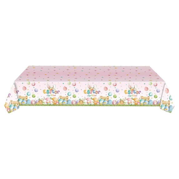 Cheapark Colorful Easter Tablecloth 108 x 54 Inches Festive Rectangular Table Cover Waterproof Suitable for Dining Table Decoration and Party