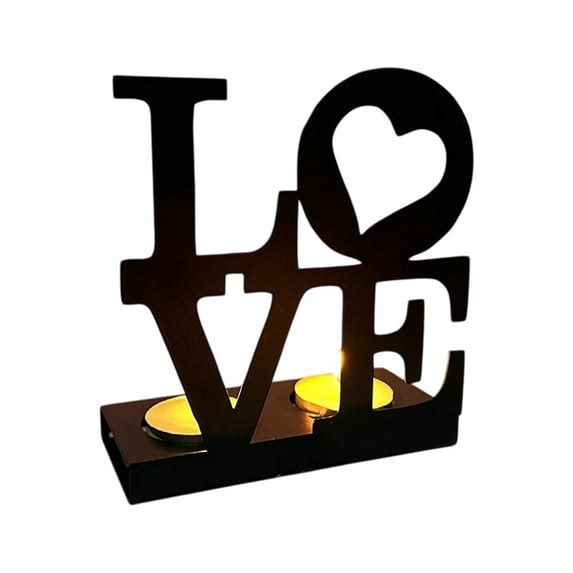 Cheapark Creative Alphabet Iron Metal Candle Holders - Durable Rust-Resistant Valentine's Day Decoration Crafts, Perfect Wedding & Home Ornaments for Romantic Ambiance