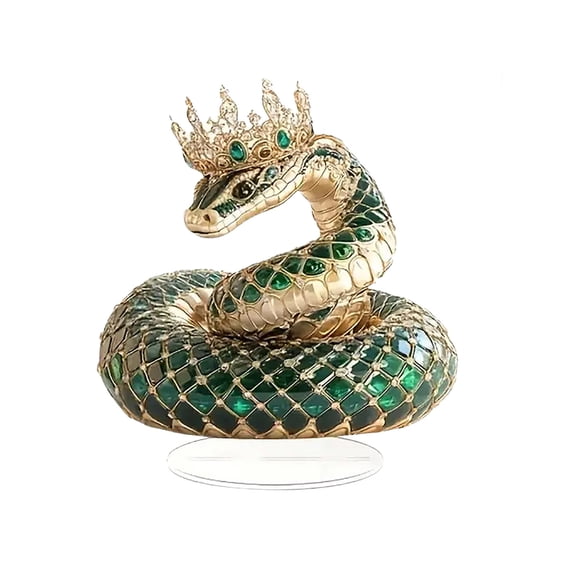 Cheapark Crown Snake Acrylic Figurine Royal Snake Decor for Desk Shelf Window Home Living Room Office Decor