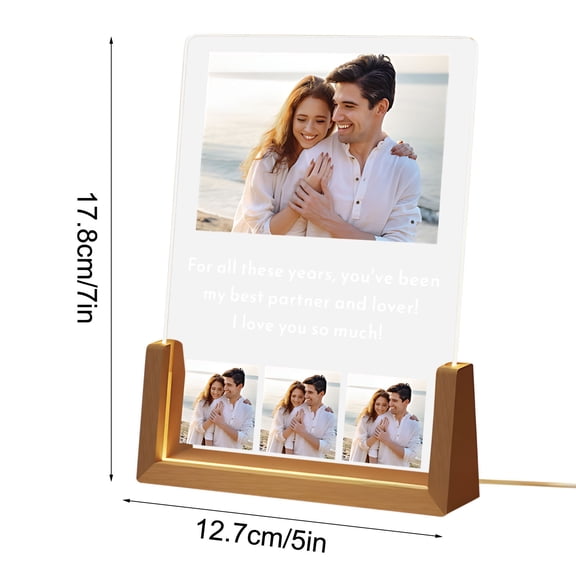 Cheapark Custom Acrylic Night Light - Personalized Photo Couple Warm LED Gift Lamp Wedding Anniversary Birthday Valentine's Day G ift For Lovers