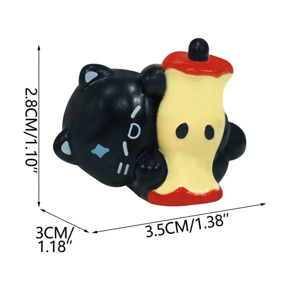 Cheapark Cute Apple Cat Coal Ball Monitor Perching Decorative Figurine Set For Computer Desk TV Shelf Decor