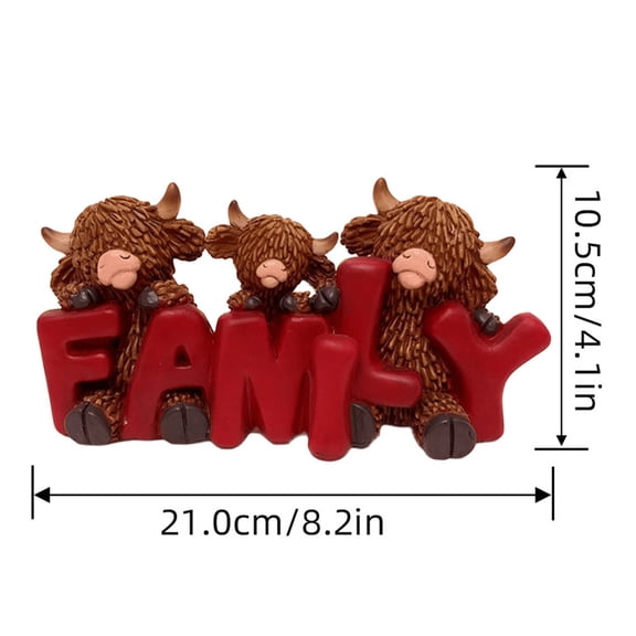 Cheapark Cute Highlands Cow Heart Resin Figurine - Durable Couple Home Decoration, Symbol of Family & Sweethearts for Romantic Valentine's Day Ambiance