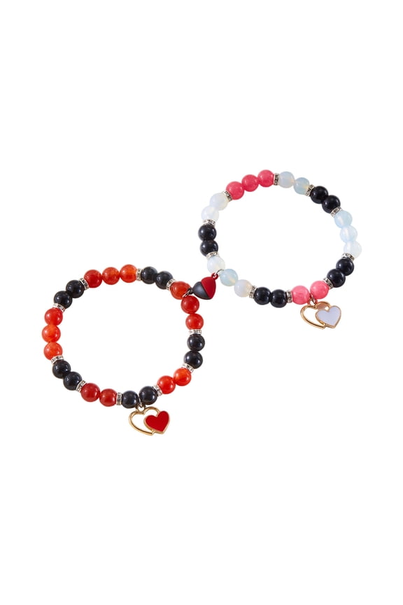 Cute Magnetic Valentines Day Couple Bracelets - Adjustable Design, Matching Gift Jewelry Ideal for Romantic Holiday Gif ts