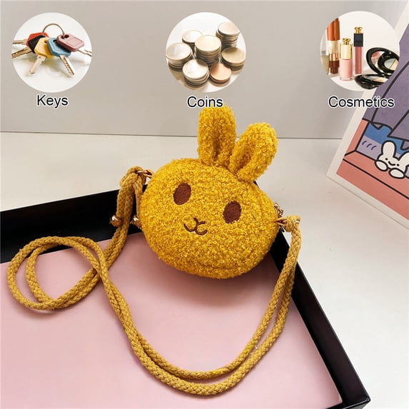 Cheapark Cute Plush Bunny Crossbody Bag Fashion Coin Purse Stylish Daily Accessory Bag Casual Outdoor Carry Pouch 2026 Easter
