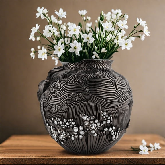 Cheapark Dark Retro Ceramic Planter Slim Flower Vessel 6.4x2.3 Inch Desktop Container for Indoor Greenery Daily Home Ornament Gift