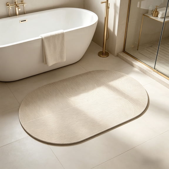 Cheapark Diatomite Absorbent Bath Mat Trimmable Non Slip Foot Pad Quick Dry Rug for Bathroom Toilet Minimalist Household Daily Decoration