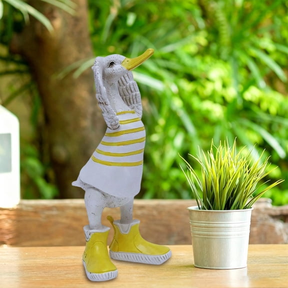 Cheapark Duck Figurine Resin Animal Statue with vivid animal shape for courtyard lawn yard patio outdoor landscape area creative garden ornament rustic courtyard exterior decor Gift