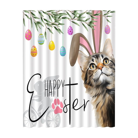 Cheapark Easter Bath Curtain - Bathroom Decorative Linen For Home Easter Spring Essentials