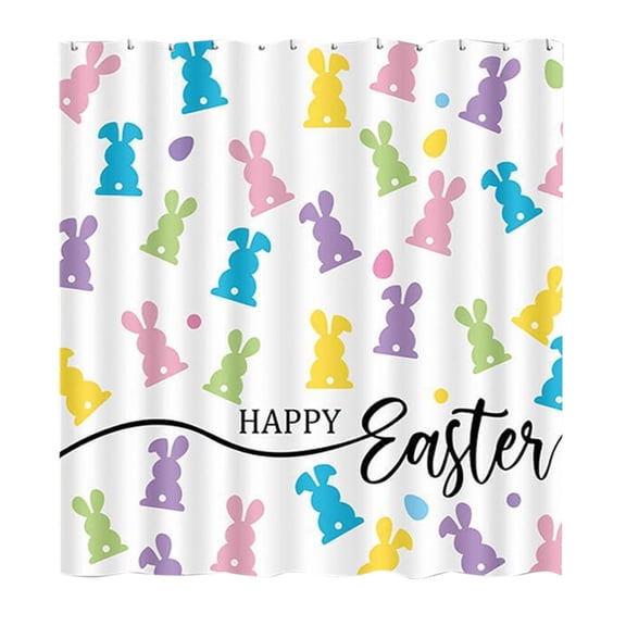 Cheapark Easter Bath Curtain With 12 Hooks - No-drill Bathroom Linen For Home Easter Spring Decorative Essentials
