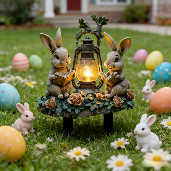 Cheapark Easter Bunny Egg Yard Stakes 2D Waterproof Signs for Outdoor Lawn Patio Easter Holiday Decor