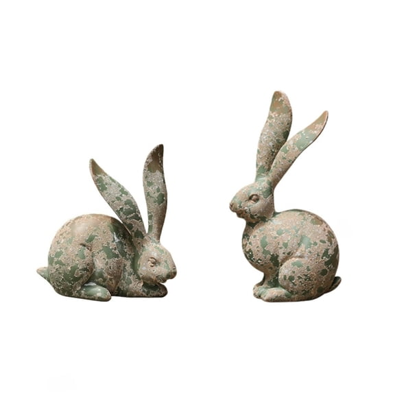 Cheapark Easter Bunny Garden Statue Outdoor Decor Set of 2 Sculptures for Yard Patio Spring Holiday Home and Lawn Decoration