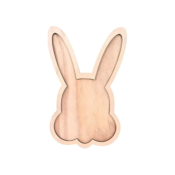 Cheapark Easter Bunny Tray Wooden Serving Platter for Fruit Dessert and Appetizers Adorable Farmhouse Decor for Spring Holiday Dining