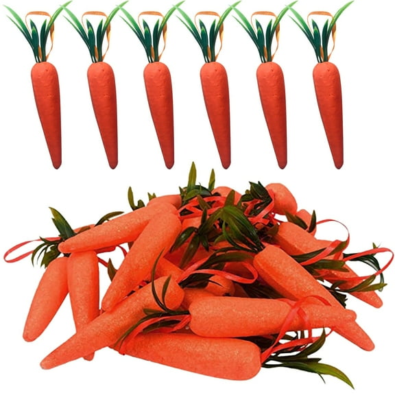 Cheapark Easter Carrot Hanging Ornaments Artificial Foam Glitter 6 Inch
