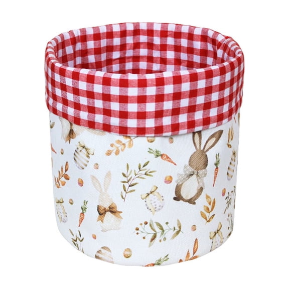Cheapark Easter Cylindrical Storage Basket with Rabbit Carrot Print for Bedroom Organizing