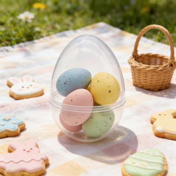Cheapark Easter Empty Eggs 3.15 Inch Fillable Capsules 1 Pc Clear Open Plastic Eggs For Easter Party Treats Gifts Storage
