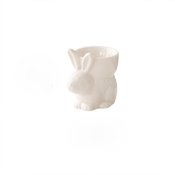 Cheapark Easter European Style Bunny Ceramic Breakfast Egg Cup Small Desktop Decor for Living Room Home and Kitchen Decoration