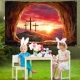 thumbnail image 1 of Cheapark Easter Photo Booth Backdrop Cloth with Egg and Bunny Designs Wrinkle-Resistant Portable Background for Indoor Outdoor Spring Party Decorations and Celebrations, 1 of 5