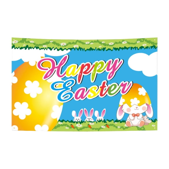 Cheapark Easter Photo Booth Backdrop Cloth with Egg and Bunny Designs Wrinkle-Resistant Portable Background for Indoor Outdoor Spring Party Decorations and Celebrations