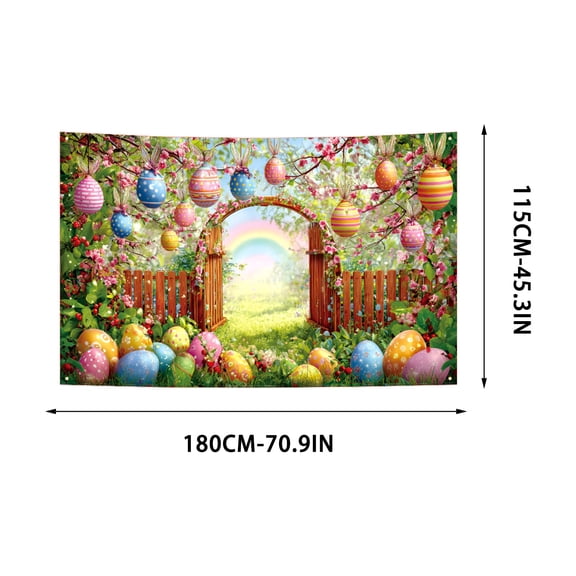 Cheapark Easter Photo Booth Backdrop Cloth with Egg and Bunny Designs Wrinkle-Resistant Portable Background for Indoor Outdoor Spring Party Decorations and Celebrations