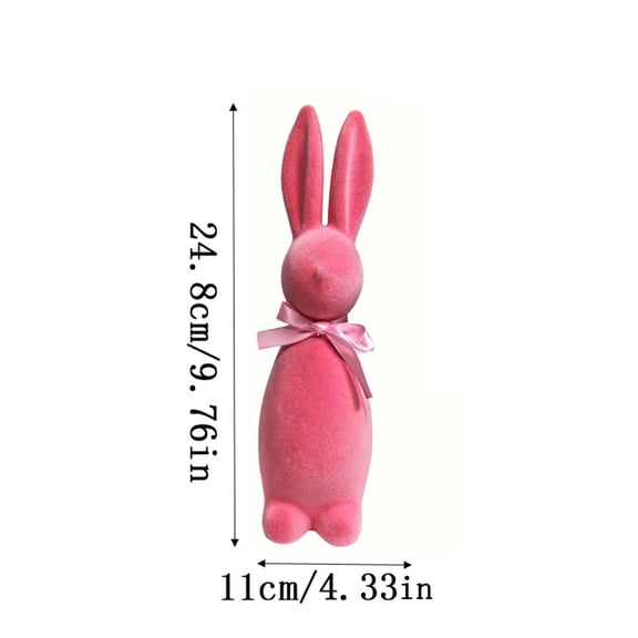 Cheapark Easter Themed Flocked Bow Standing Bunny Figurine 5-Inch Spring Home Decor Table Centerpiece Shelf Decor